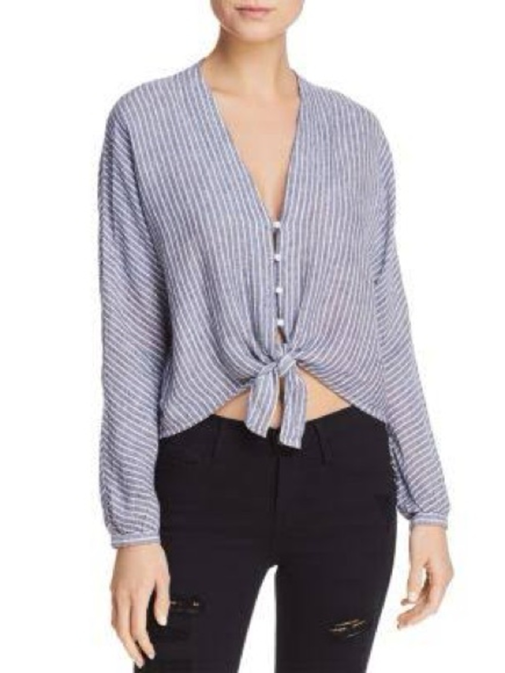 Rails Sloane Striped Tie Front Top